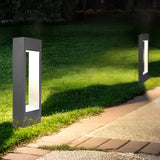 Modern Black Hollow Square LED Outdoor Path Light Waterproof Landscape Garden Lawn Post Lamp