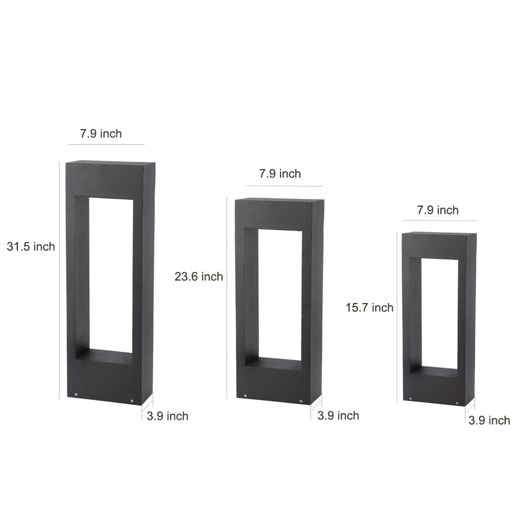 Modern Black Hollow Square LED Outdoor Path Light Waterproof Landscape Garden Lawn Post Lamp