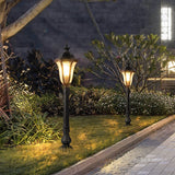 Modern Black Iron Landscape Post Light Waterproof Outdoor Garden Pathway Pedestal Lamp