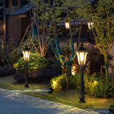 Modern Black Iron Landscape Post Light Waterproof Outdoor Garden Pathway Pedestal Lamp