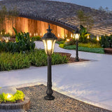 Modern Black Iron Landscape Post Light Waterproof Outdoor Garden Pathway Pedestal Lamp