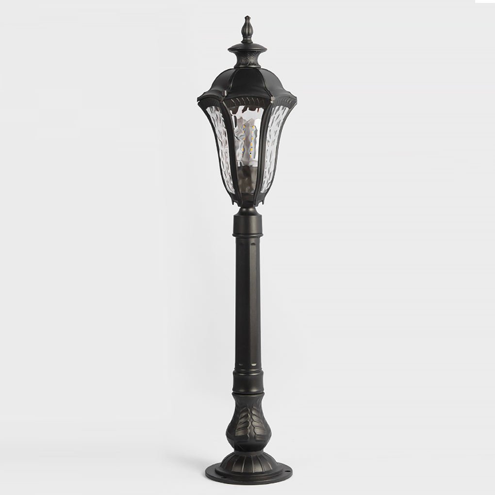 Modern Black Iron Landscape Post Light Waterproof Outdoor Garden Pathway Pedestal Lamp