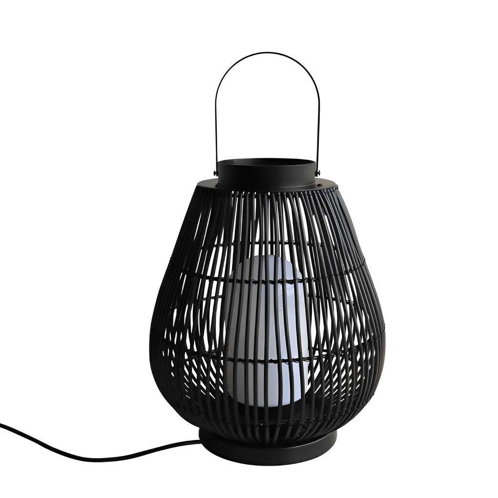 Modern Black Iron Woven Outdoor Lantern Portable Garden Patio Pillar Lamp for Table Ground