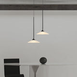 Modern Black LED Cone Pendant Light with White Acrylic Shade and Adjustable Cord 5W