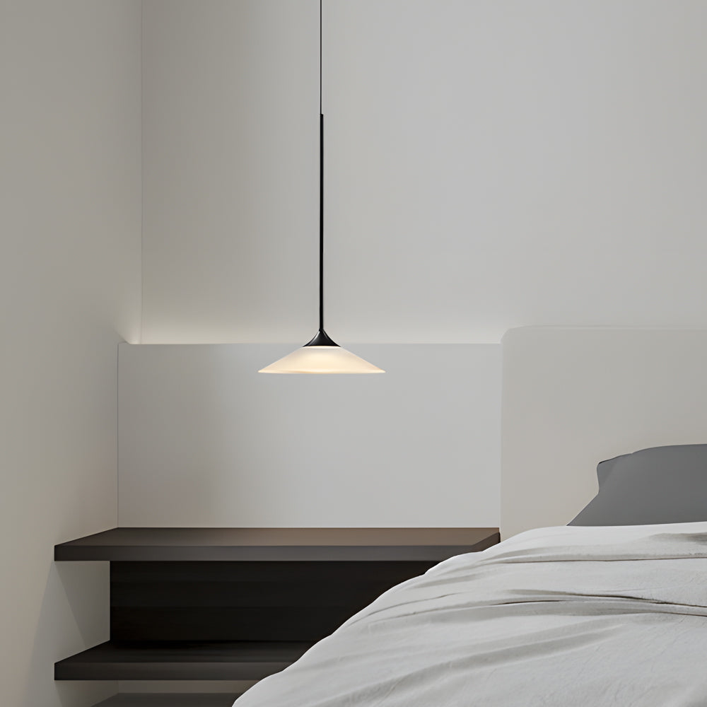 Modern Black LED Cone Pendant Light with White Acrylic Shade and Adjustable Cord 5W