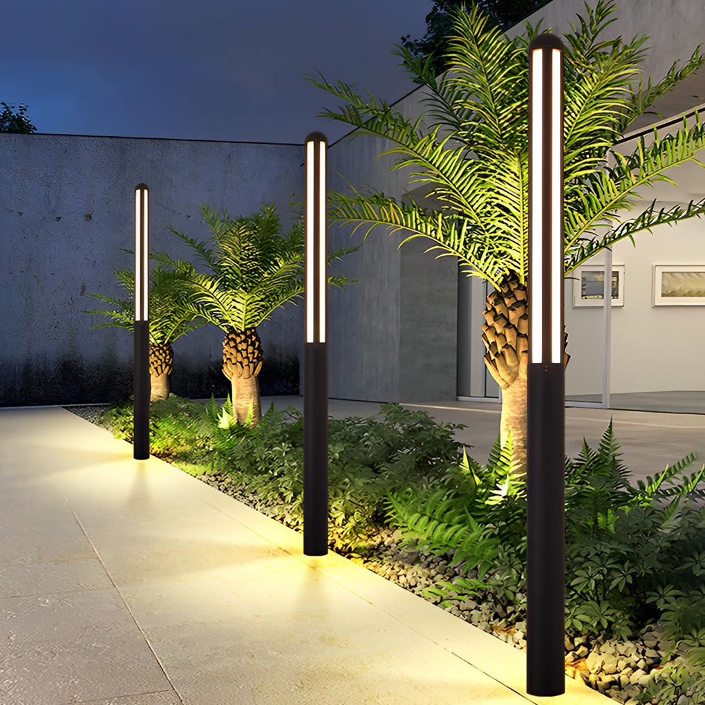 Modern Black LED Outdoor Pole Light Waterproof Minimalist Garden Yard Lamp Post for Villa
