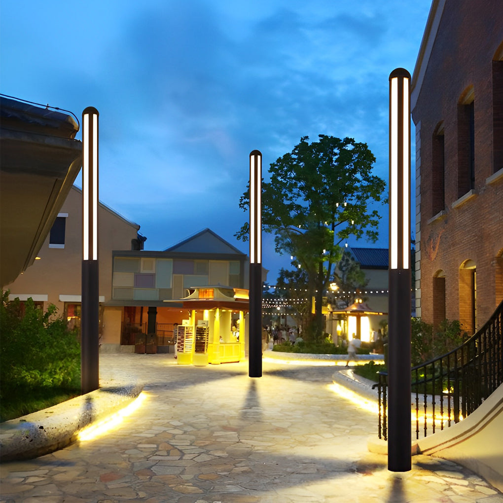 Modern Black LED Outdoor Pole Light Waterproof Minimalist Garden Yard Lamp Post for Villa