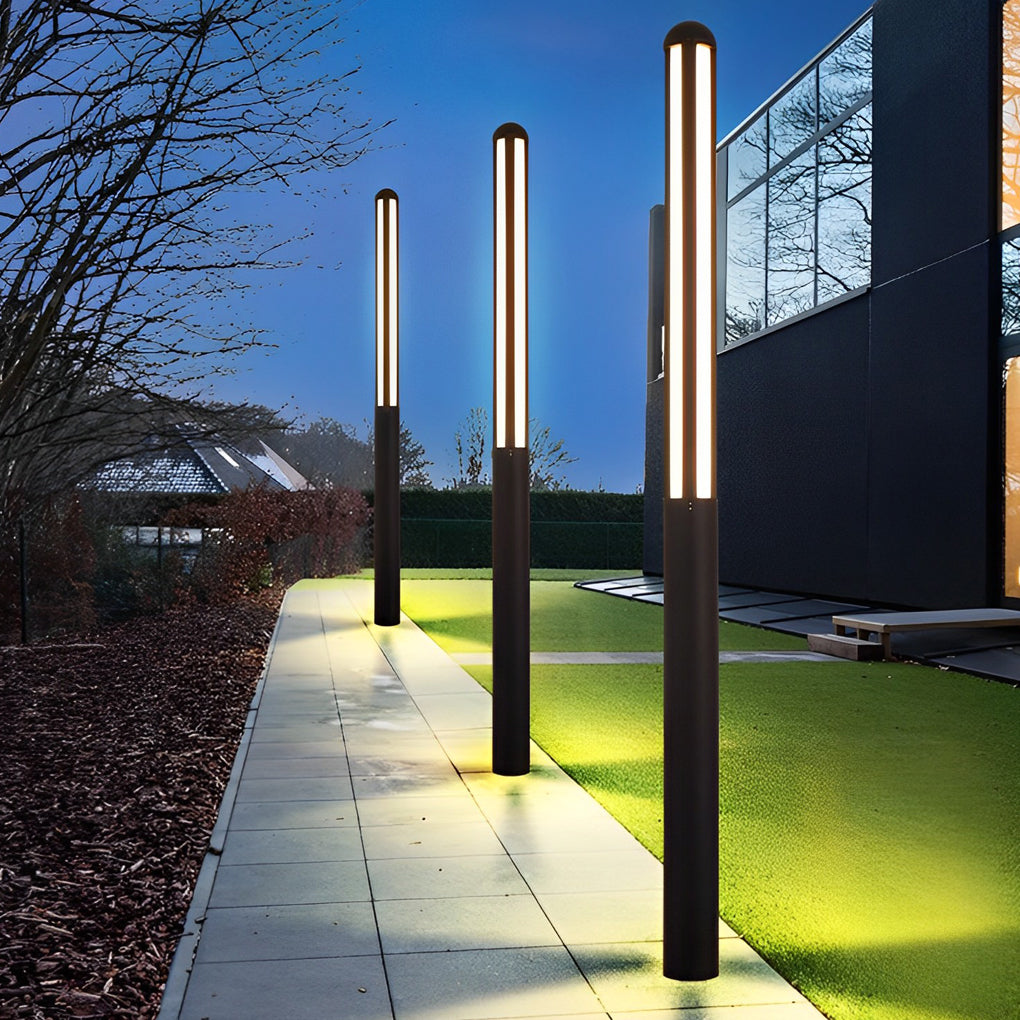 Modern Black LED Outdoor Pole Light Waterproof Minimalist Garden Yard Lamp Post for Villa