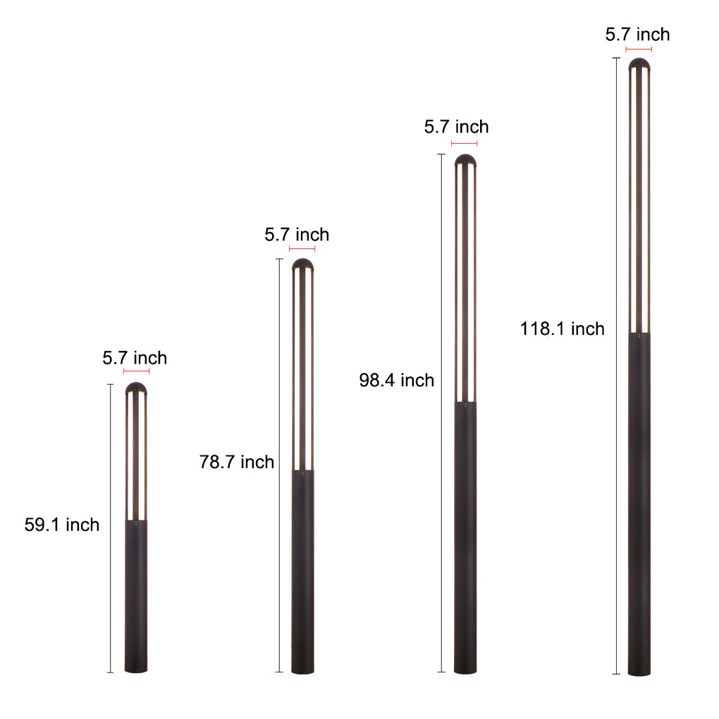 Modern Black LED Outdoor Pole Light Waterproof Minimalist Garden Yard Lamp Post for Villa