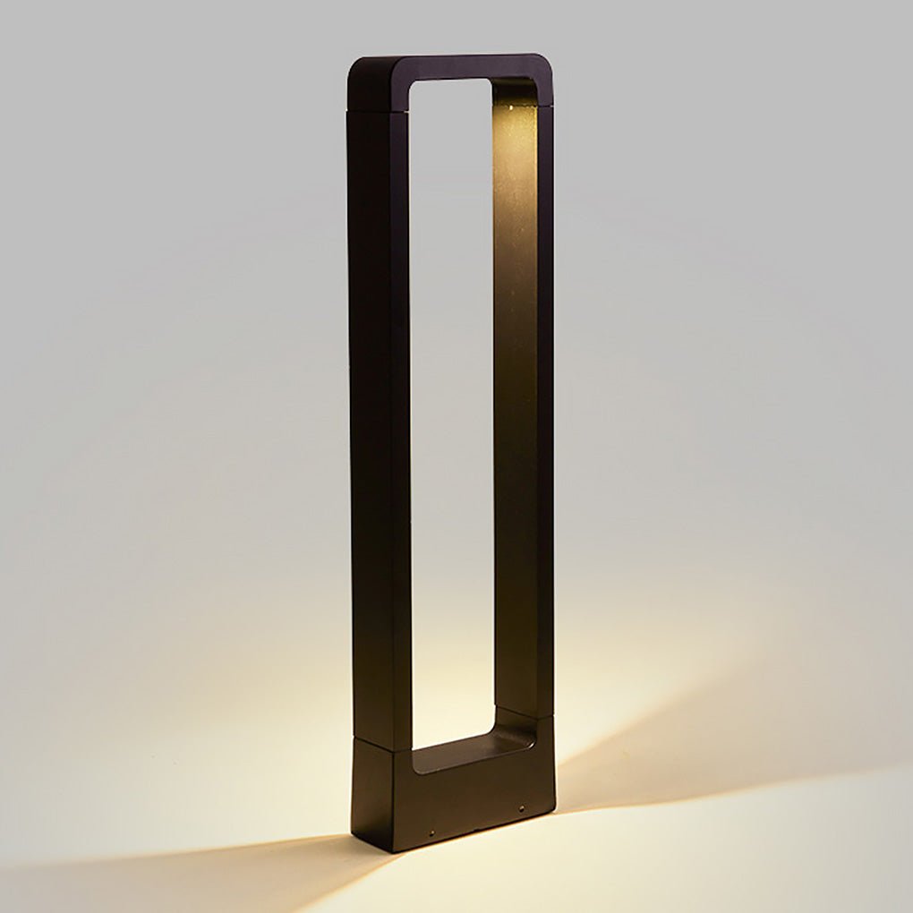 Modern Black LED Outdoor Post Light Waterproof Rectangular Bollard Lamp for Garden Pathway