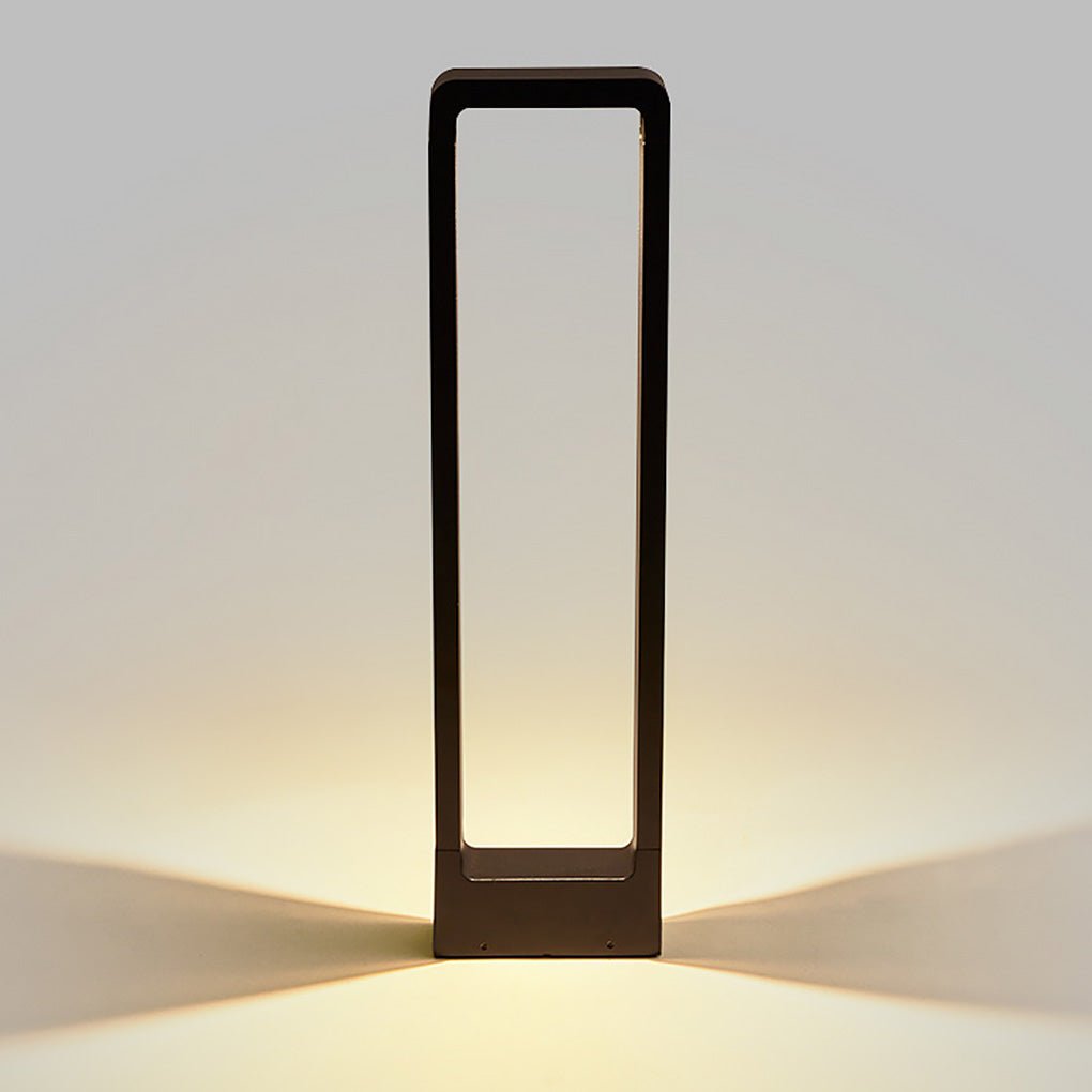 Modern Black LED Outdoor Post Light Waterproof Rectangular Bollard Lamp for Garden Pathway