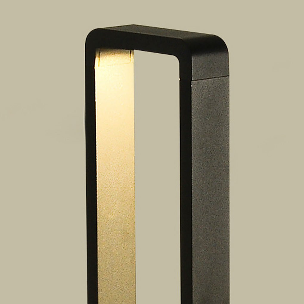 Modern Black LED Outdoor Post Light Waterproof Rectangular Bollard Lamp for Garden Pathway