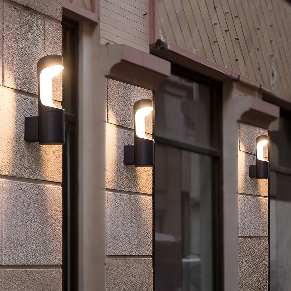 Modern Black LED Outdoor Wall Light Waterproof Aluminum Exterior Sconce for Garden Balcony