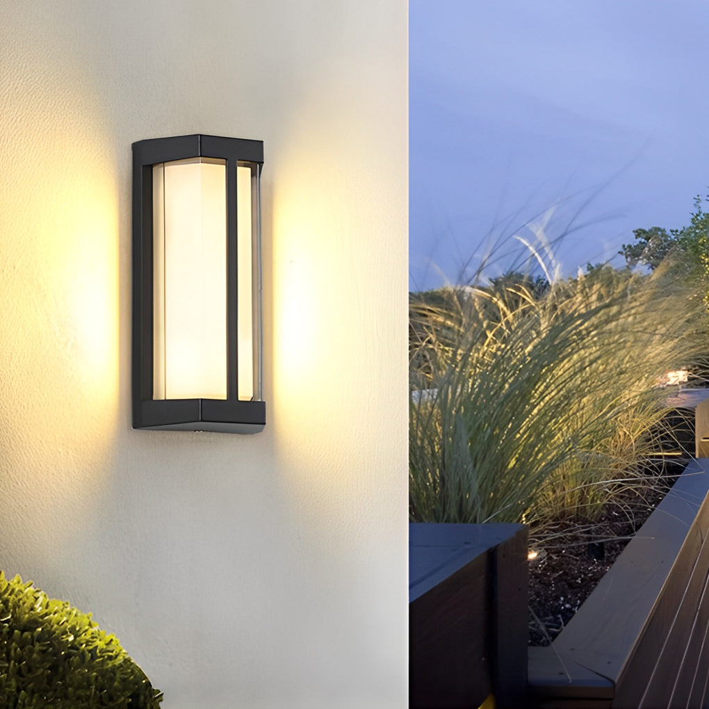 Modern Black LED Outdoor Wall Light Waterproof IP65 Exterior Sconce with Double Acrylic Shade