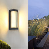 Modern Black LED Outdoor Wall Light Waterproof IP65 Exterior Sconce with Double Acrylic Shade