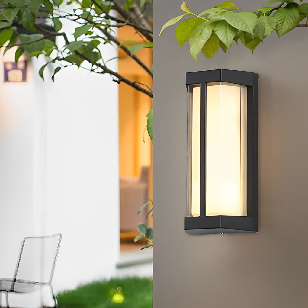 Modern Black LED Outdoor Wall Light Waterproof IP65 Exterior Sconce with Double Acrylic Shade