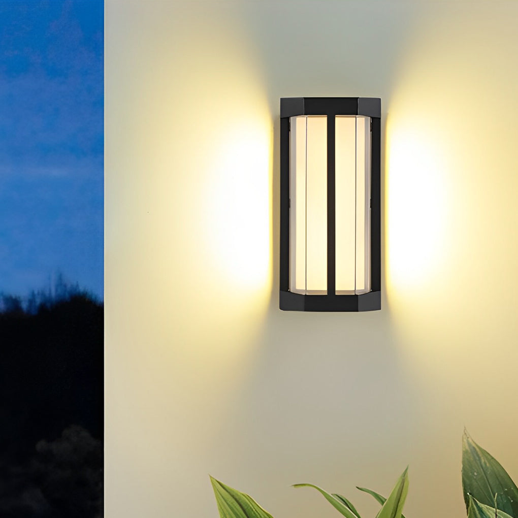 Modern Black LED Outdoor Wall Light Waterproof IP65 Exterior Sconce with Double Acrylic Shade