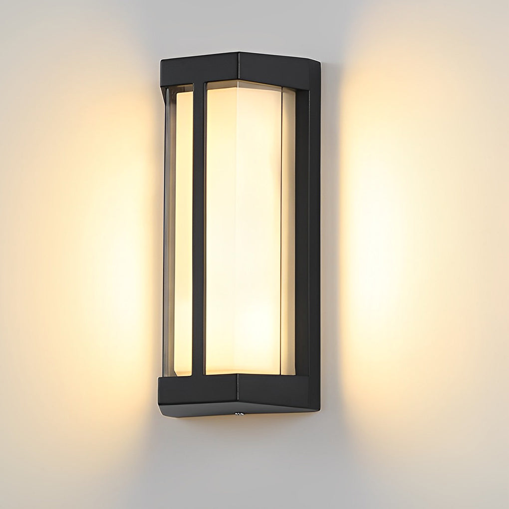 Modern Black LED Outdoor Wall Light Waterproof IP65 Exterior Sconce with Double Acrylic Shade