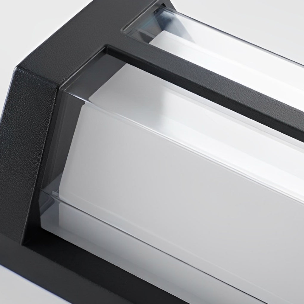 Modern Black LED Outdoor Wall Light Waterproof IP65 Exterior Sconce with Double Acrylic Shade
