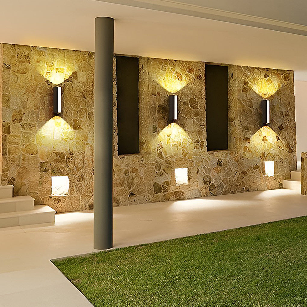 Modern Black LED Outdoor Wall Light Waterproof IP65 Rectangular Up and Down Sconce