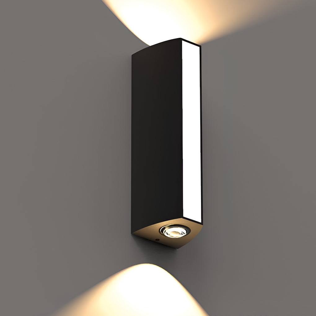 Modern Black LED Outdoor Wall Light Waterproof IP65 Rectangular Up and Down Sconce