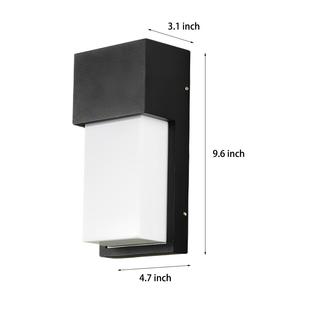 Modern Black LED Outdoor Wall Sconce 10W Waterproof Rectangular Porch Light