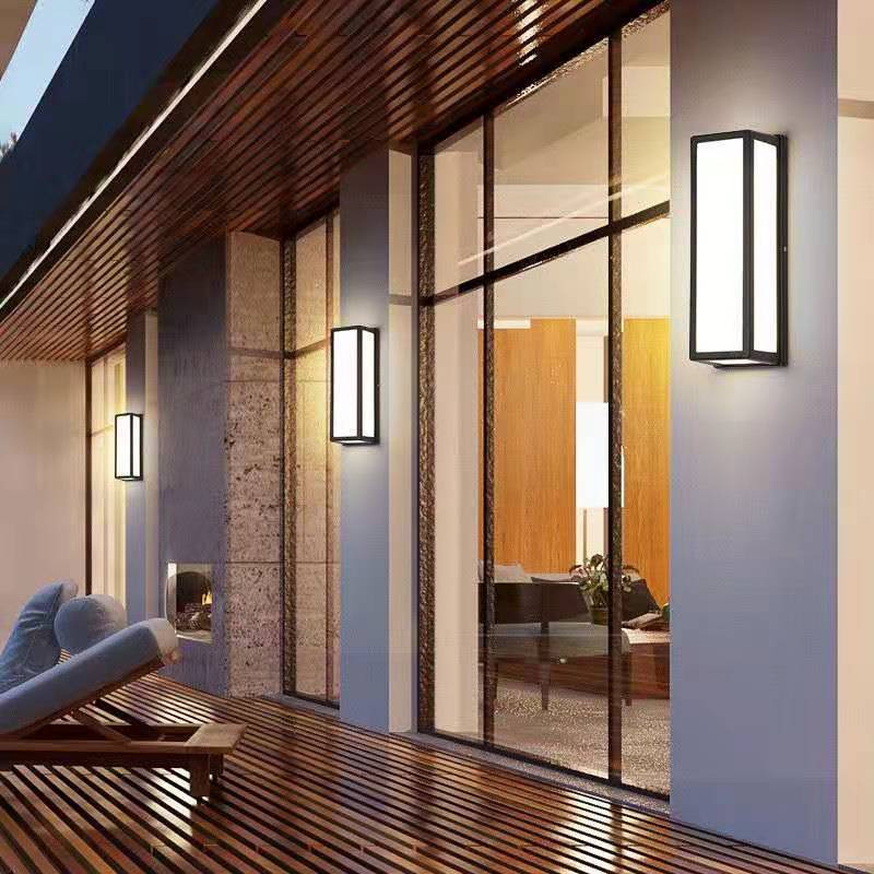 Modern Black LED Outdoor Wall Sconce Waterproof Exterior Minimalist Lighting for Porch and Garden