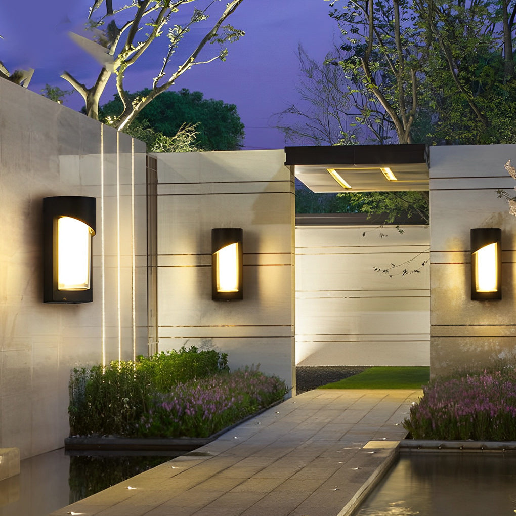 Modern Black LED Outdoor Wall Sconce Waterproof Exterior Porch Light for Balcony and Courtyard