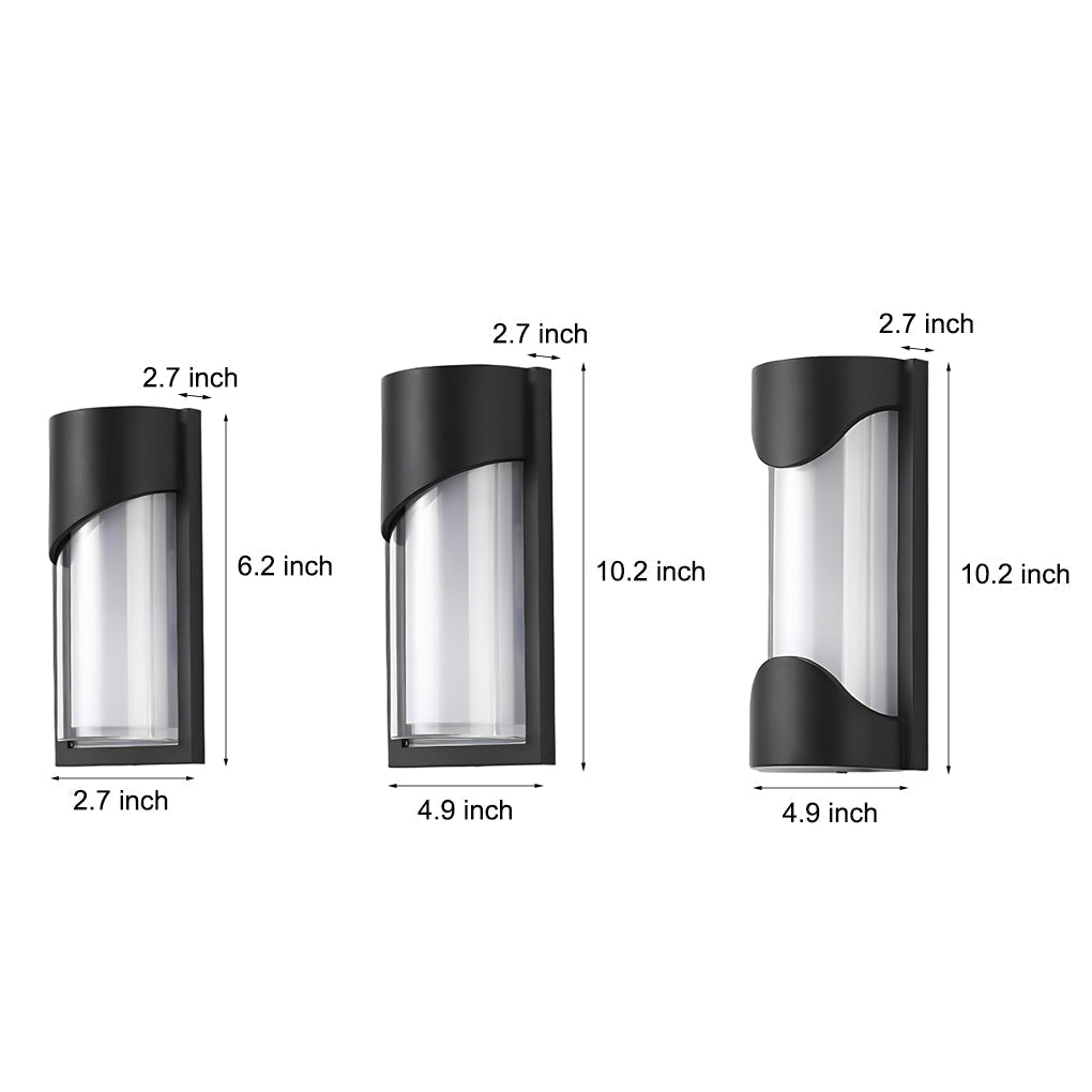 Modern Black LED Outdoor Wall Sconce Waterproof Exterior Porch Light for Balcony and Courtyard