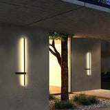 Modern Black LED Outdoor Wall Sconce Waterproof Linear Porch Light for Garden and Patio