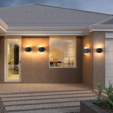 Modern Black LED Outdoor Wall Sconce Waterproof Up and Down Light Fixture for Villa and Patio