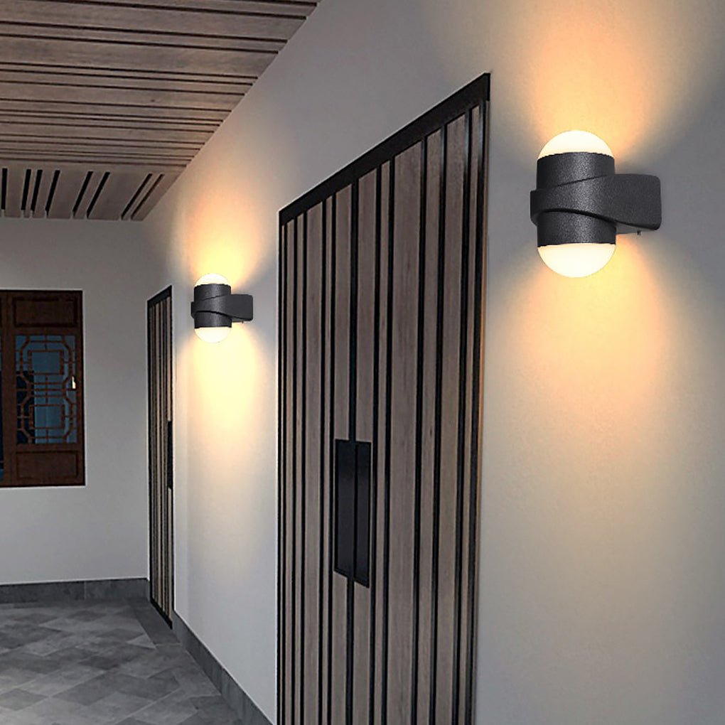 Modern Black LED Outdoor Wall Sconce Waterproof Up and Down Light Fixture for Villa and Patio