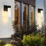Modern Black LED Outdoor Wall Sconce with Bubble Crystal Shade 10W Waterproof Exterior Light