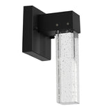 Modern Black LED Outdoor Wall Sconce with Bubble Crystal Shade 10W Waterproof Exterior Light