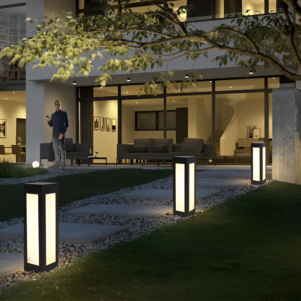 Modern Black LED Solar Pathway Lights Waterproof Outdoor Garden Lawn Lamp