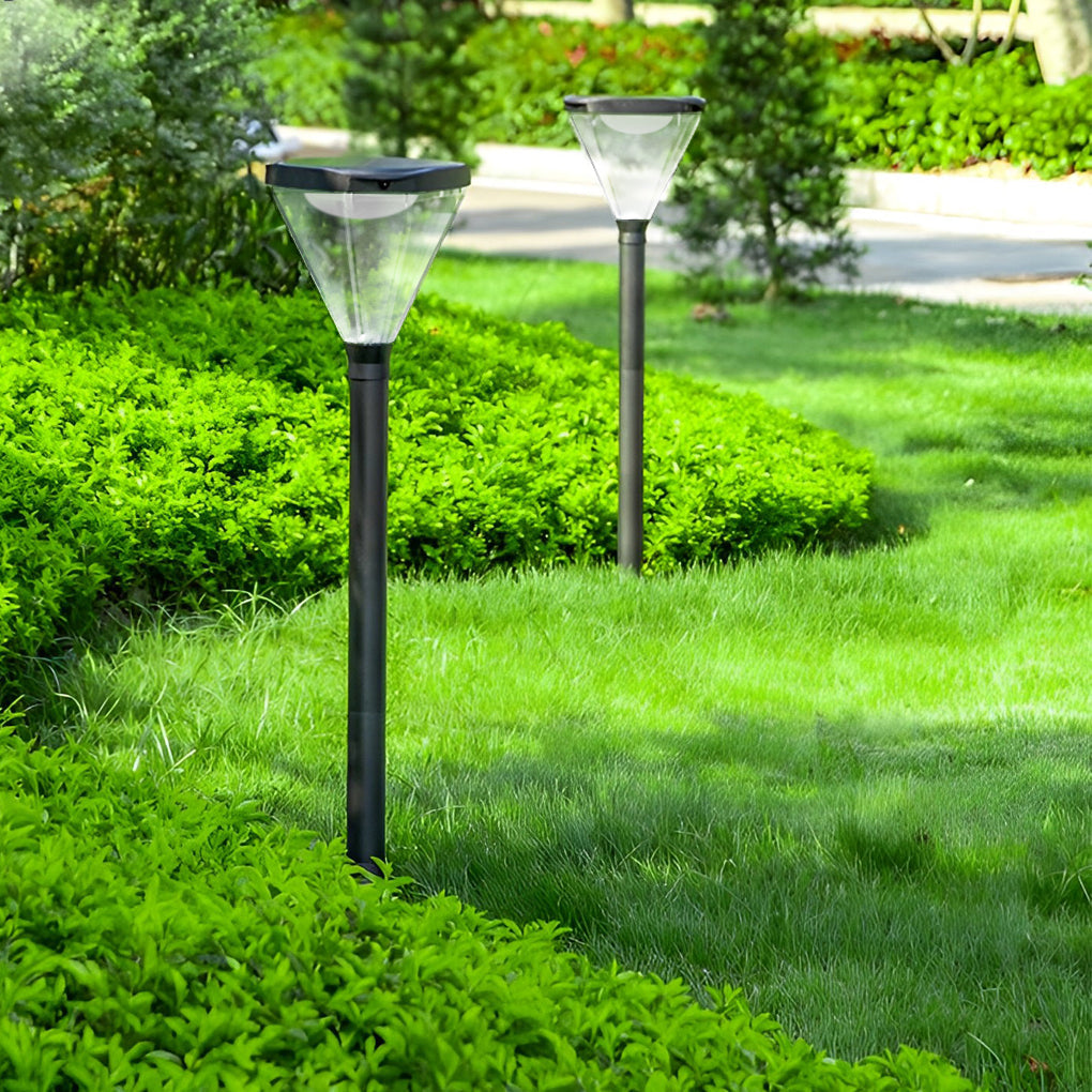 Modern Black LED Solar Pathway Lights Waterproof Outdoor Landscape Garden Post Lighting