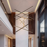 Modern Black LED Strip Pendant Light Stepless Dimming Chandelier with Remote Control for Living Room