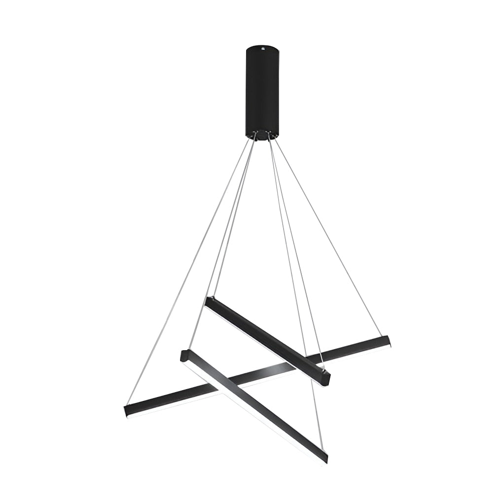 Modern Black LED Strip Pendant Light Stepless Dimming Chandelier with Remote Control for Living Room