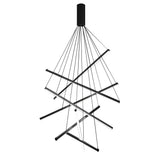 Modern Black LED Strip Pendant Light Stepless Dimming Chandelier with Remote Control for Living Room