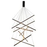 Modern Black LED Strip Pendant Light Stepless Dimming Chandelier with Remote Control for Living Room