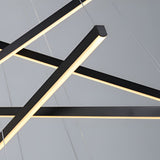 Modern Black LED Strip Pendant Light Stepless Dimming Chandelier with Remote Control for Living Room