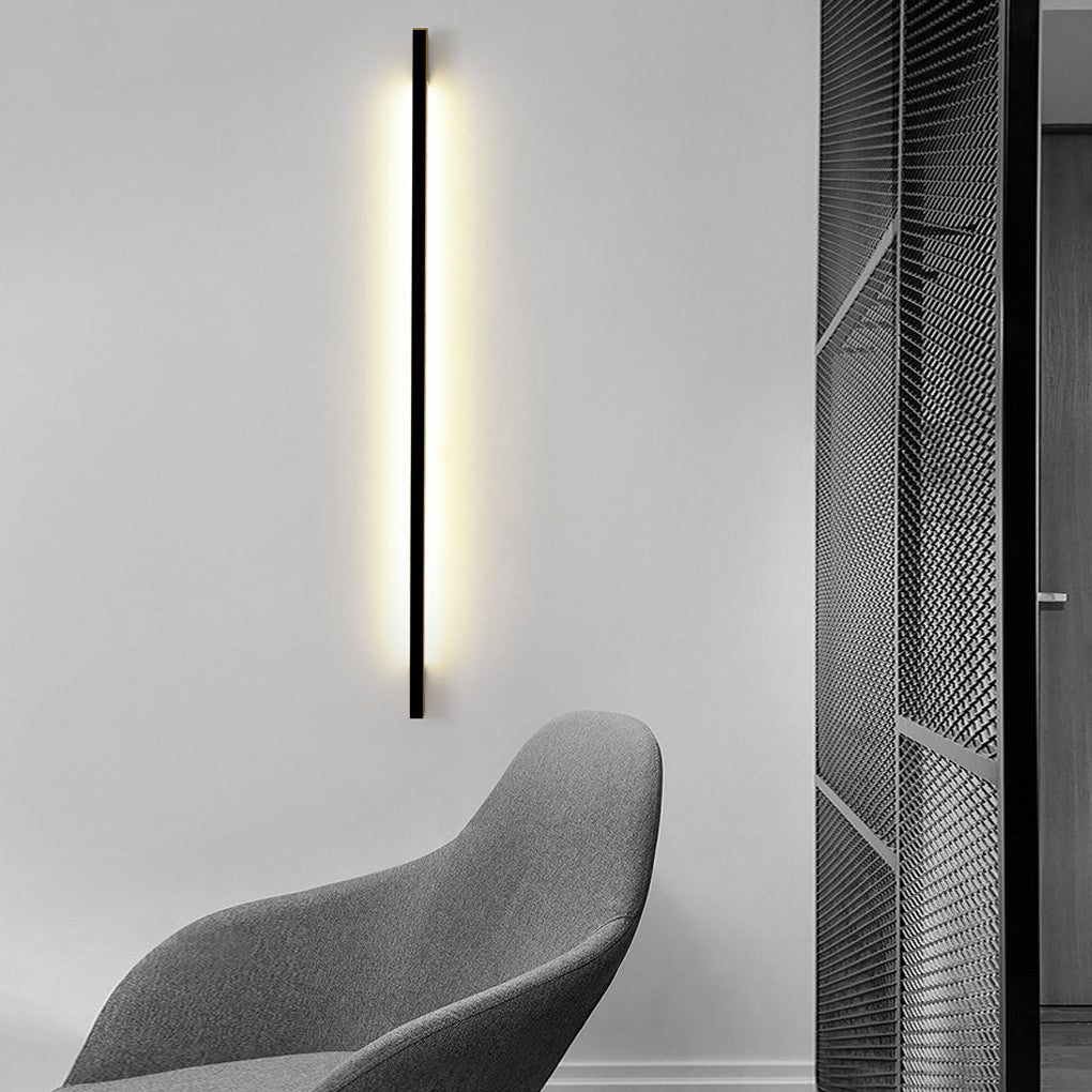 Modern Black LED Strip Wall Sconce Minimalist Postmodern 3 Step Dimming Lighting Fixture