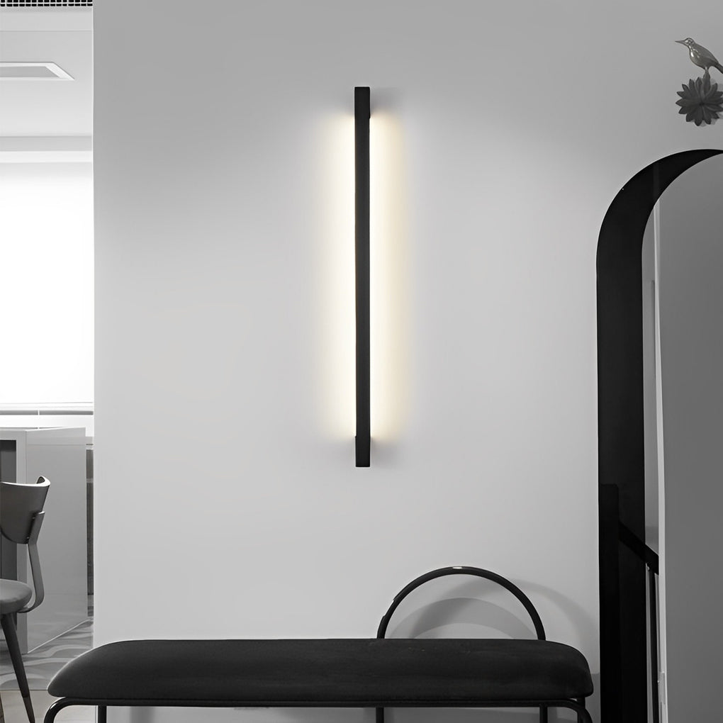 Modern Black LED Strip Wall Sconce Minimalist Postmodern 3 Step Dimming Lighting Fixture
