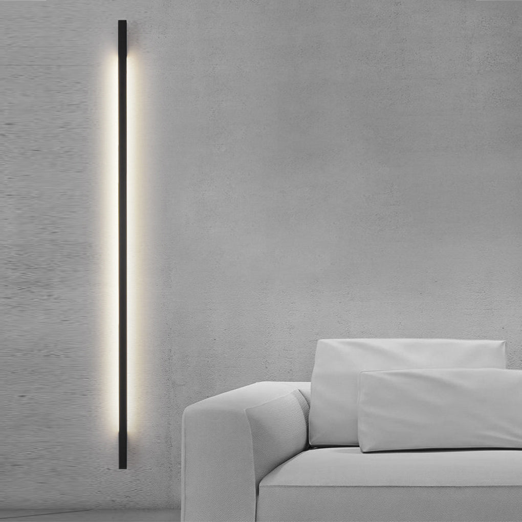 Modern Black LED Strip Wall Sconce Minimalist Postmodern 3 Step Dimming Lighting Fixture