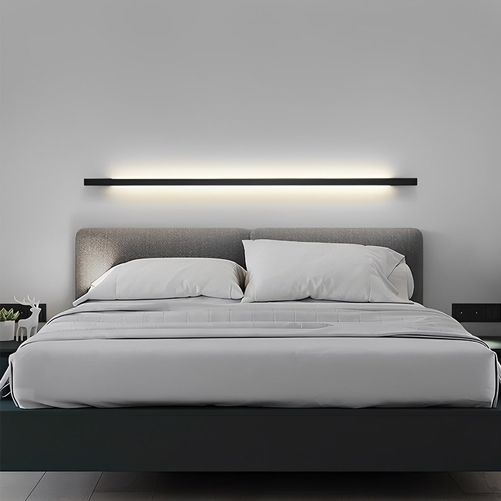 Modern Black LED Strip Wall Sconce Minimalist Postmodern 3 Step Dimming Lighting Fixture