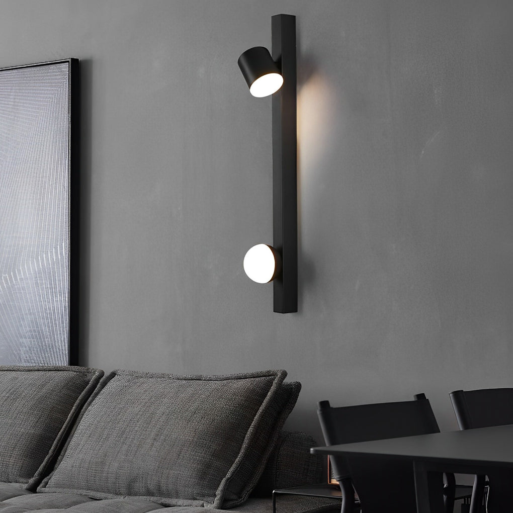 Modern Black LED Wall Sconce with Adjustable Spotlight and Minimalist Metal Design for Bedroom