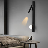 Modern Black LED Wall Sconce with Adjustable Spotlight and Minimalist Metal Design for Bedroom