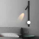 Modern Black LED Wall Sconce with Adjustable Spotlight and Minimalist Metal Design for Bedroom