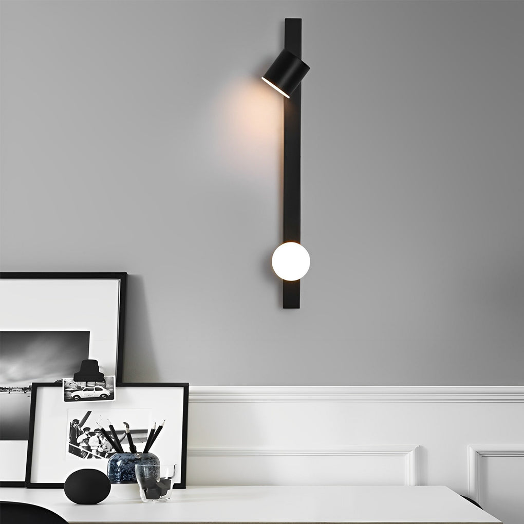 Modern Black LED Wall Sconce with Adjustable Spotlight and Minimalist Metal Design for Bedroom
