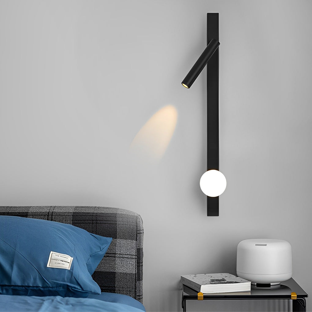 Modern Black LED Wall Sconce with Adjustable Spotlight and Minimalist Metal Design for Bedroom